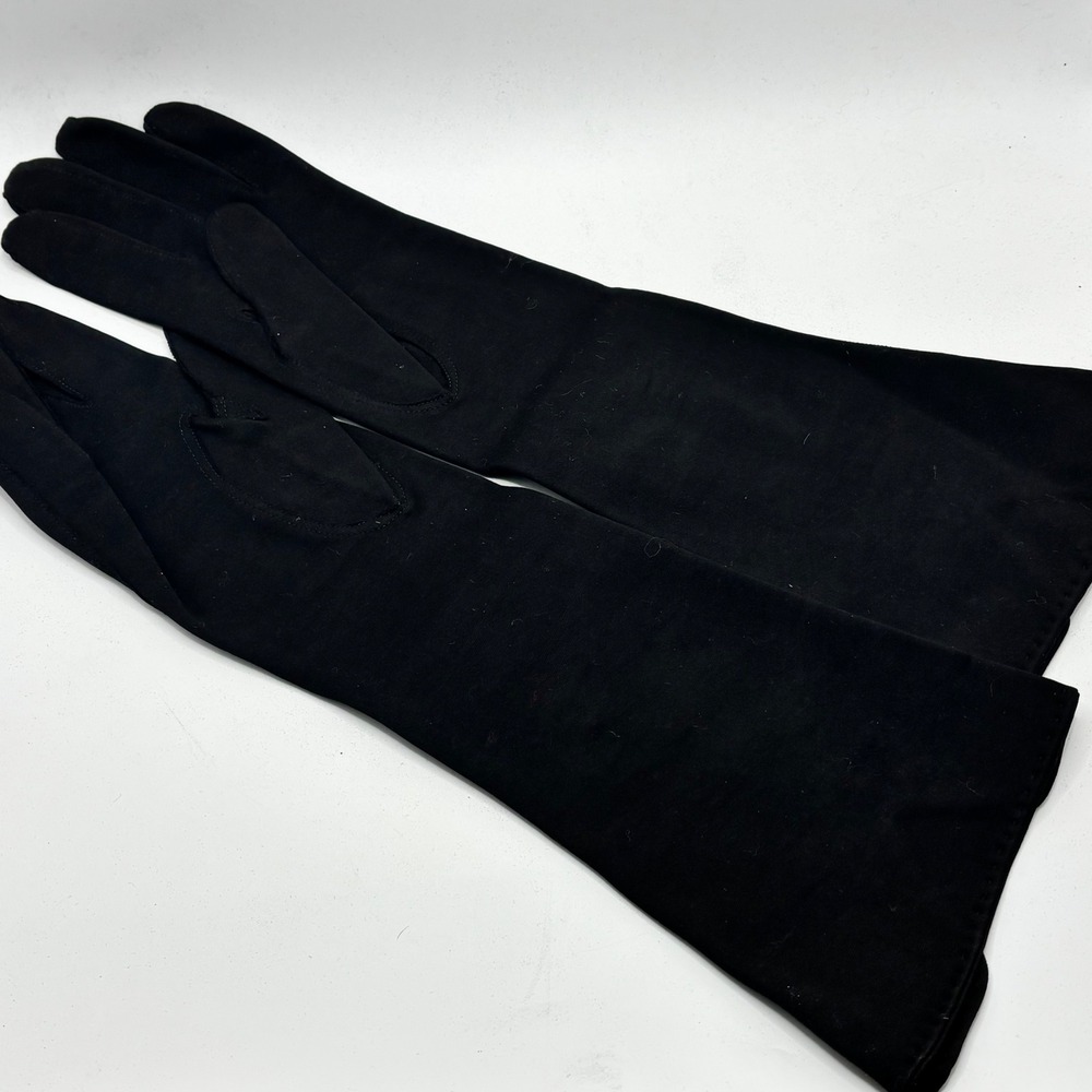 Wear-Right Vintage Black Cotton Opera Gloves Embroidered Western Germany Sz‎ 7.5 - Picture 7 of 9